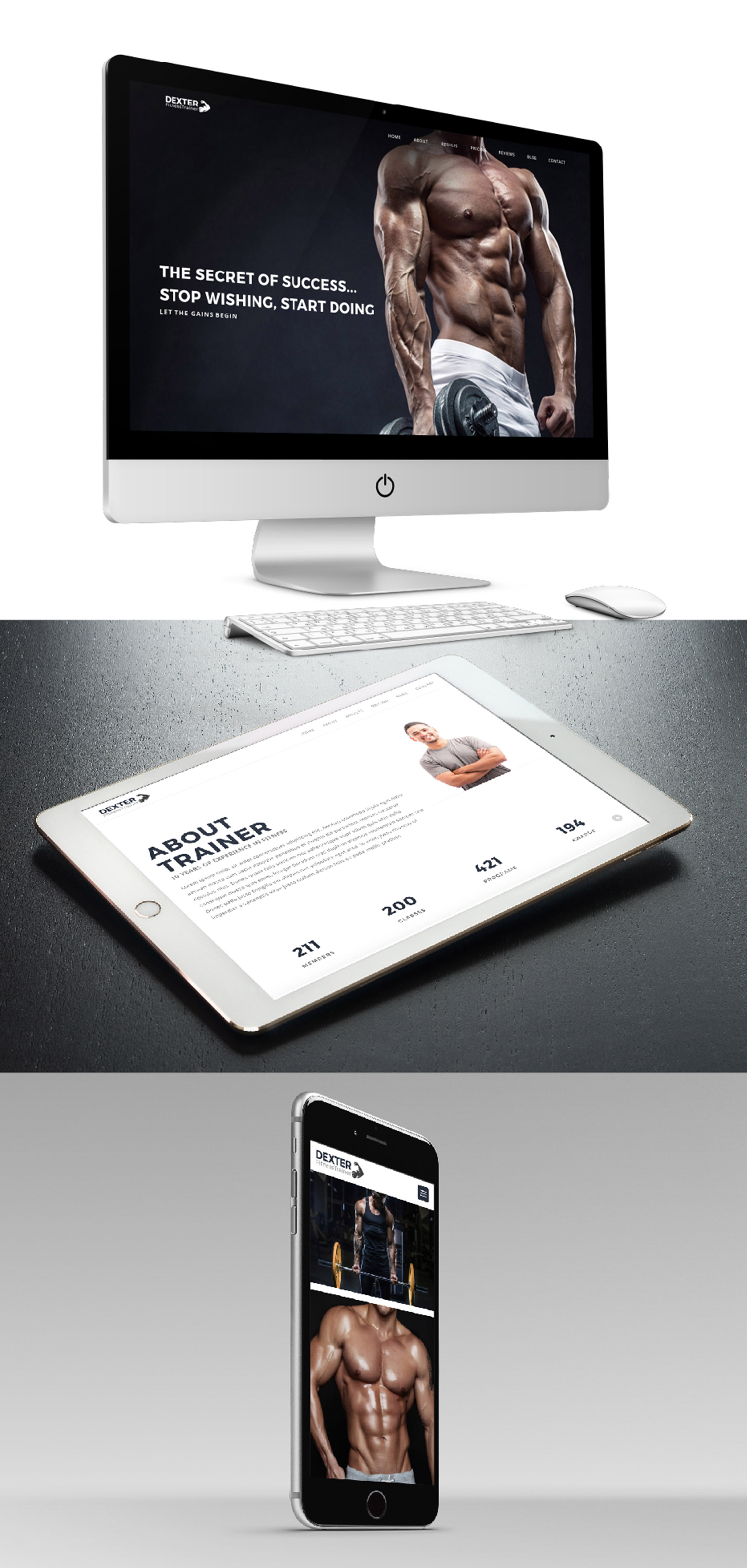 Dexter - Fitness Trainer One Page HTML5 Design - 1